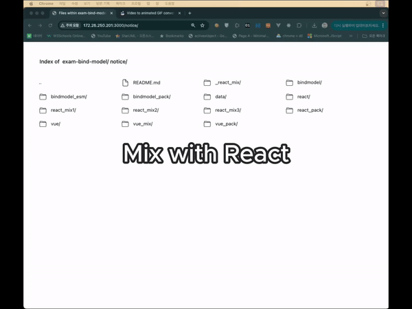 mix React, Vue